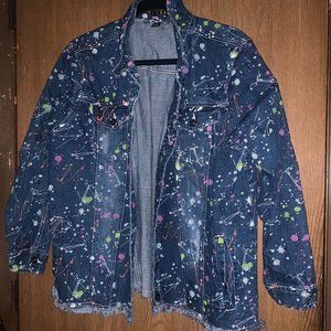 splattered paint blue Jean jacket